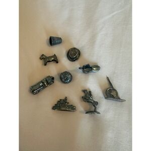 Vintage Monopoly Game Tokens Metal Replacement Pieces‎ Set of 9 Silver Tone